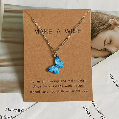 Fashion Romantic Butterfly Necklace for Women Girl Blue White Orange Color Animial Design Choker Neck