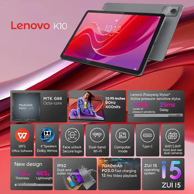 Lenovo Zhaoyang Tab K10 M11 Global Rom 8GB 128GB Wifi TB330FU MTK Helio G88 10.95'' 90Hz Display 7040mAh Android 13 Table