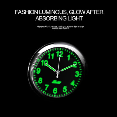 LUMINOUS MINI QUARTZ CAR CLOCK – STICK-ON DIGITAL WATCH ORNAMENT FOR AUTO INTERIOR