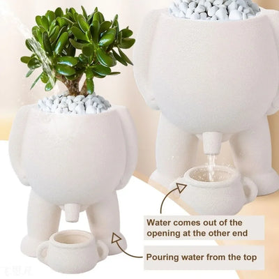 Human Shaped Peeing Plant Pot with Drainage Holes Figure Vases Resin Funny Flowerpot Piss Pot Shape Home Decoration Friend Gift