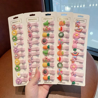 10 PCS New Baby Hairpin Fruit Bows Cartoon Hair Clips Baby Side Bangs Clip for Kawaii Girls Headdress Accessories Baby Bows