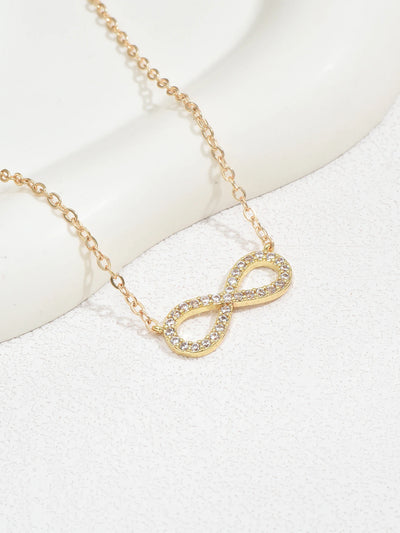 Fashion Simple Stainless Steel Infinity Pendant Necklace for Women Classic Lucky Zircon Love You Forever Jewelry Birthday Gift