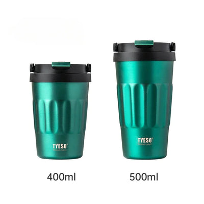 Tyeso Vintage Coffee Mug Portable 304 Stainless Steel Insulated Travel Cup Convenient Handheld Thermos for On-the-Go Use