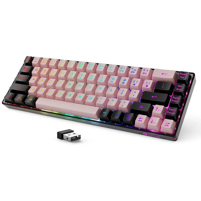 GEODMAER 65% Wireless Gaming Keyboard 2.4G Rechargeable Backlit Gaming Keyboard 68 Keys Anti-ghosting No-Conflict Keyboard forPC