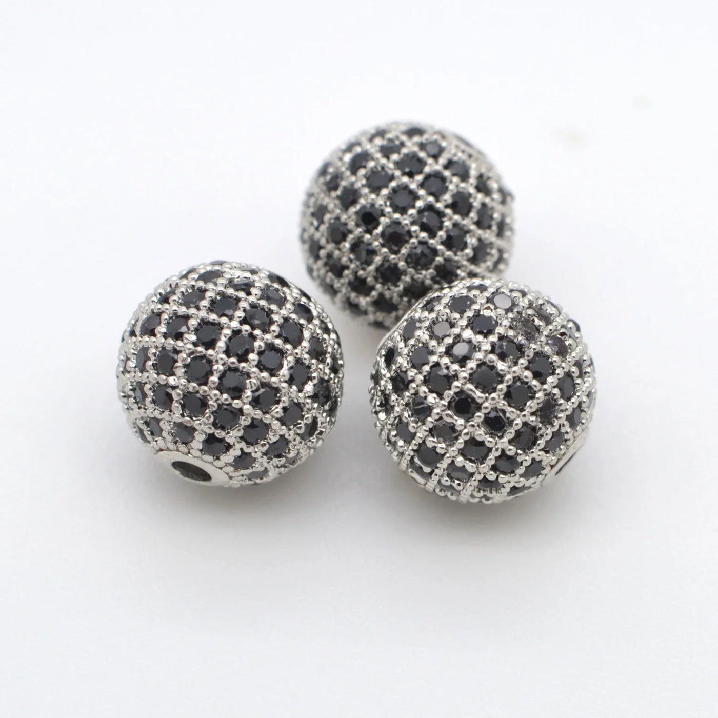 Beads for Jewelry Making Gold Silver Color Accessories Paved Zircon Spacer Bead String Beaded Diy Necklace Bracelet Chain Charms