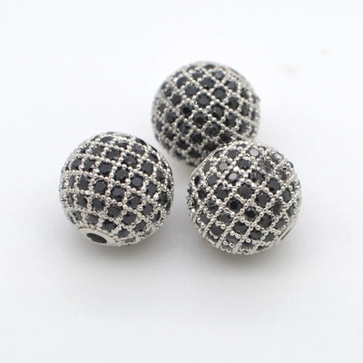 Beads for Jewelry Making Gold Silver Color Accessories Paved Zircon Spacer Bead String Beaded Diy Necklace Bracelet Chain Charms