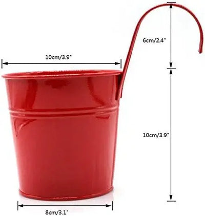 10 Piece Metal Iron Hanging Flower Pots,Balcony Planter with Detachable Hook, Durable Herb Pots Perfect for Fence,4 inches Multi