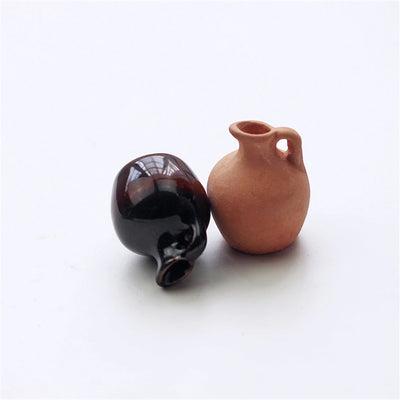 Mini Rose Ceramic Vase Handicraft Collection Miniature Model Resin Simulation Vase Desktop Mini Decor Creative Pocket Artwork