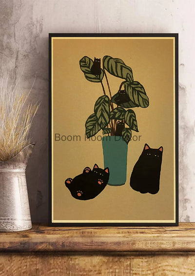 Fun And Cute Lover Cat Paper Poster Graffiti Picture Retro Personality Paper Wall Sticker Retro Bar Cafe Home Room Gift Decor