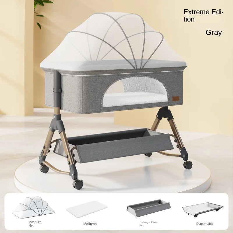 K-star Baby Crib Newborn Small Bed Splicing Large Bed Cradle Bed Sleeping Basket Movable Foldable Portable And Multifunctional
