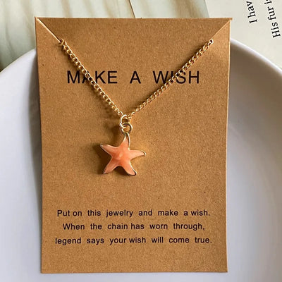 Lovely Starfish Necklace for Women Girl White Blue Black Pink Color Fashion Choker Necklace Gift For Friend Wholesale Jewelry