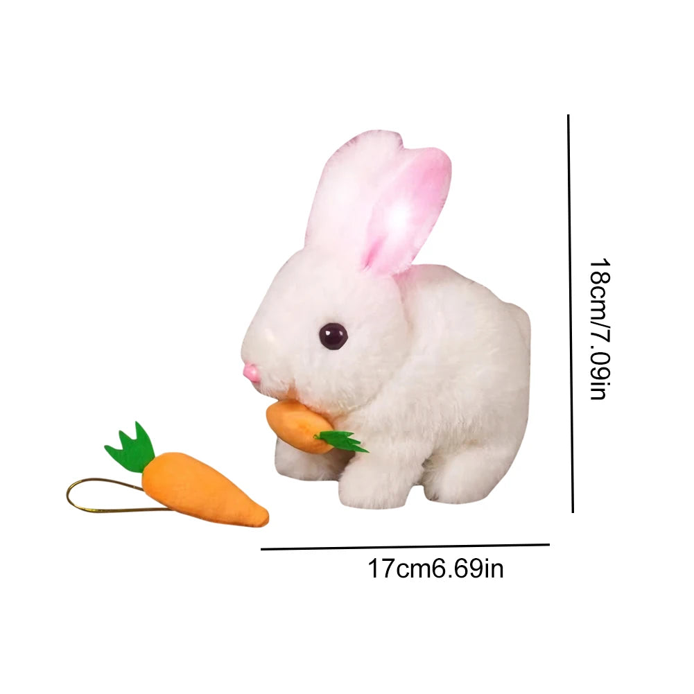 Cute Electric Rabbit Interactive Plush Toys Bunny With Carrot Walking Wiggle Ears Tail Wag With Sound Stuffed Doll Birthday Gift