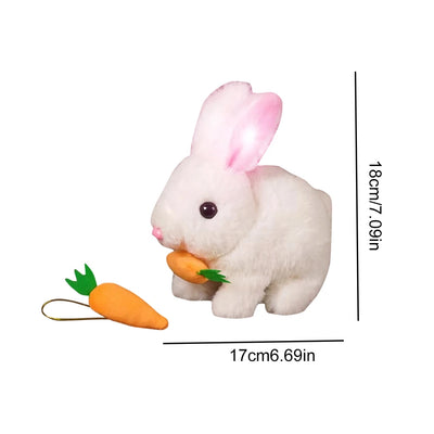 Cute Electric Rabbit Interactive Plush Toys Bunny With Carrot Walking Wiggle Ears Tail Wag With Sound Stuffed Doll Birthday Gift