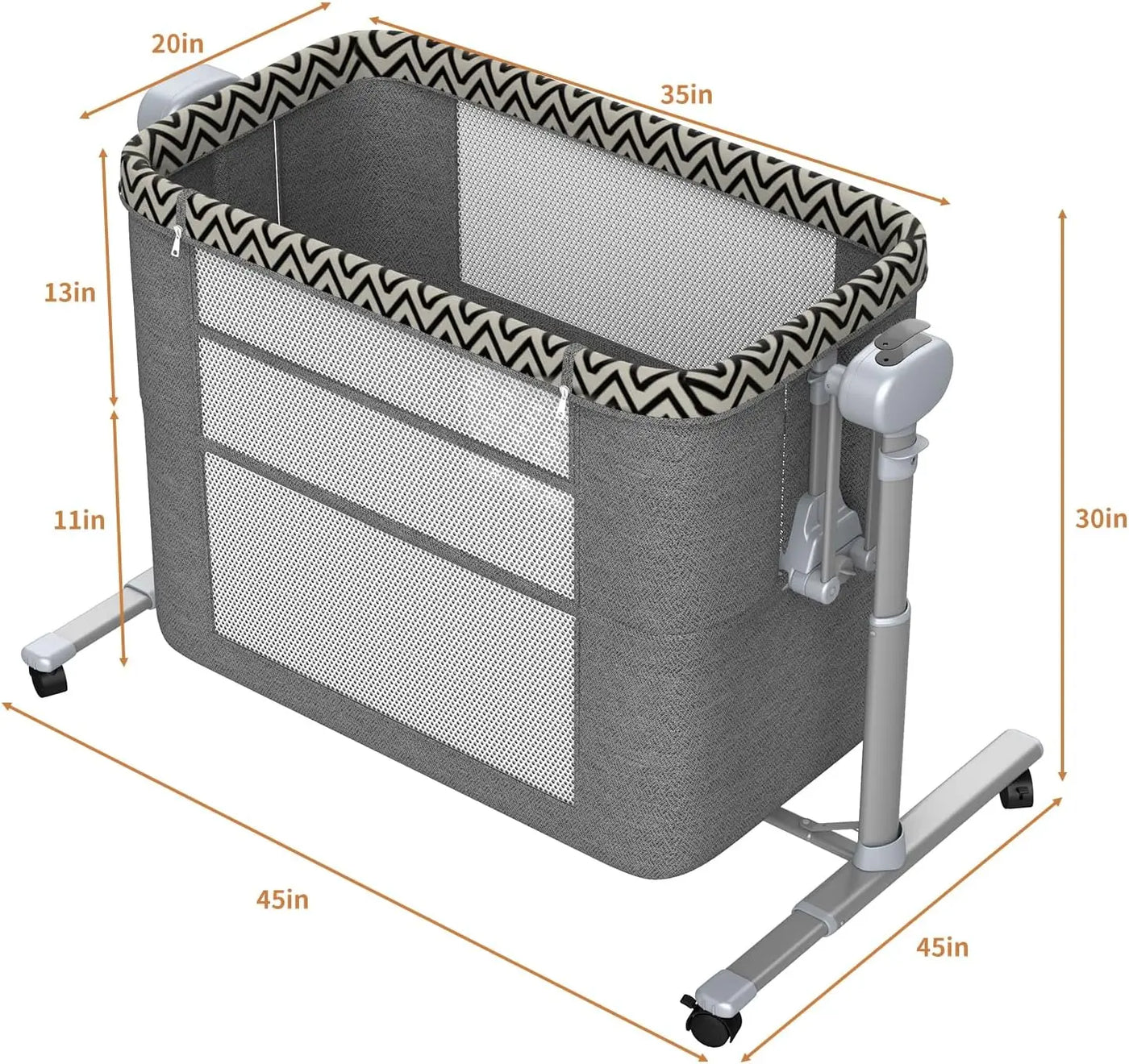 AUTOMATIC PORTABLE BASSINET BEDSIDE SLEEPER WITH 3-SPEED SWING & WHEELS – NEWBORN BABY CRIB IN BED