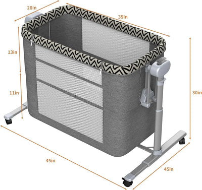 AUTOMATIC PORTABLE BASSINET BEDSIDE SLEEPER WITH 3-SPEED SWING & WHEELS – NEWBORN BABY CRIB IN BED