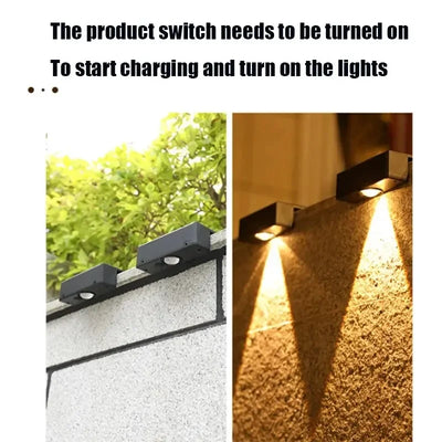 Solar Wall Lights IP65 Outdoor Square Solar Wireless Wall Mount Lights Waterproof Outdoor Wall Lamps Decorative for Garden