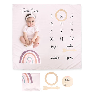 Ylsteed Newborn Milestone Blankets Baby Monthly Growth Souvenirs Infant Photo Shooting Background Blanket Match Wood Dics Card