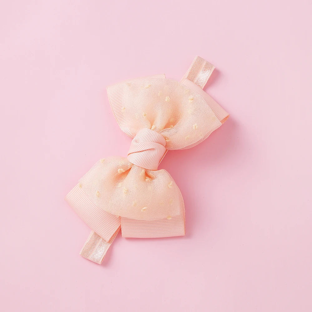 Baby Gauze Bow Headband Kawaii Princess Solid Color Bowknot Hair Band For Newborn Girls Soft Elastic Children's Hair Accessories