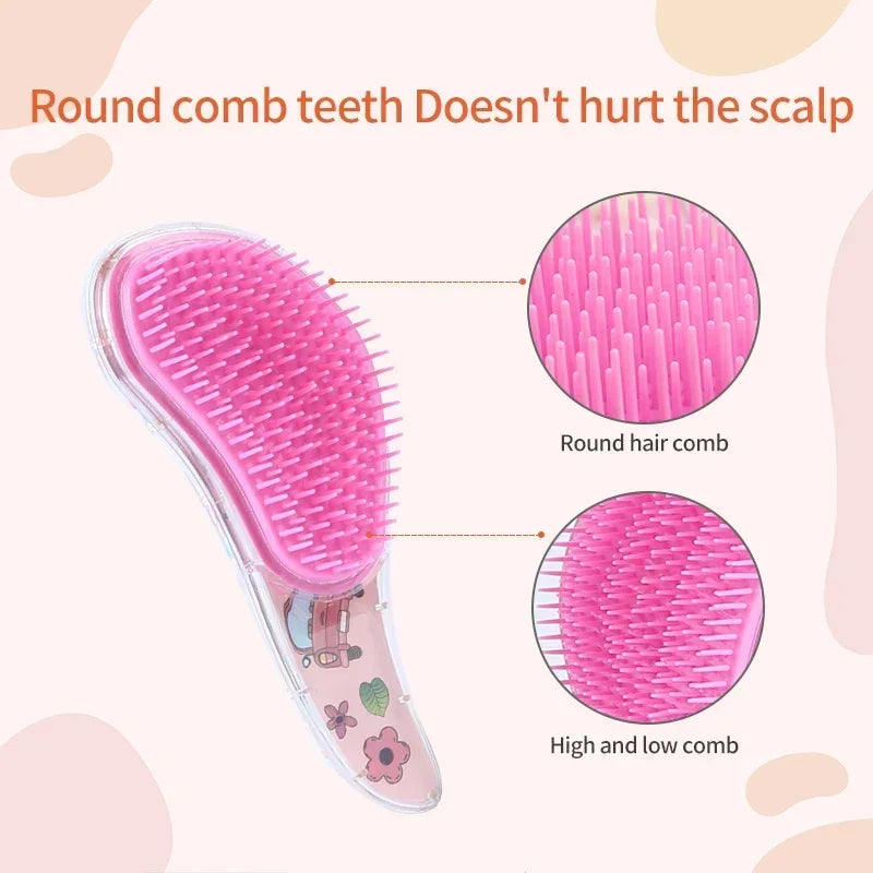 1 Pc New Cute Hair dressing Comb for Kids Anti-knot Massage Flowing Bead Hair Brush Children Girls Dress Up Makeups Toy Gifts