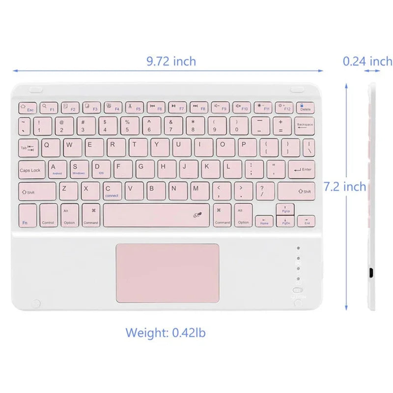10-INCH SPANISH/ENGLISH BLUETOOTH KEYBOARD – WIRELESS RECHARGEABLE UNIVERSAL KEYBOARD FOR IPAD AIR/PRO, PHONE, TABLET, LAPTOP