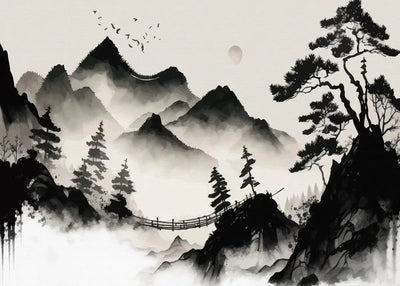 Chinese Landscape Birds Forest Mountain River Koi Carp Fish Ink Art Poster Canvas Painting Wall Art Prints Picture Home Decor
