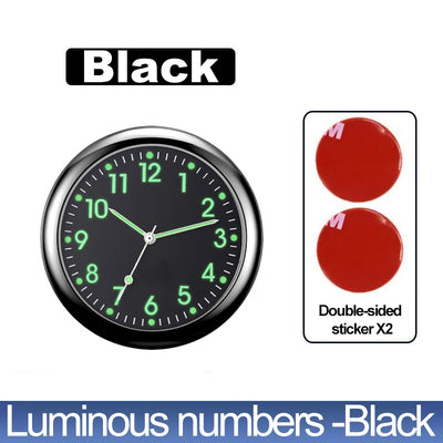LUMINOUS MINI QUARTZ CAR CLOCK – STICK-ON DIGITAL WATCH ORNAMENT FOR AUTO INTERIOR