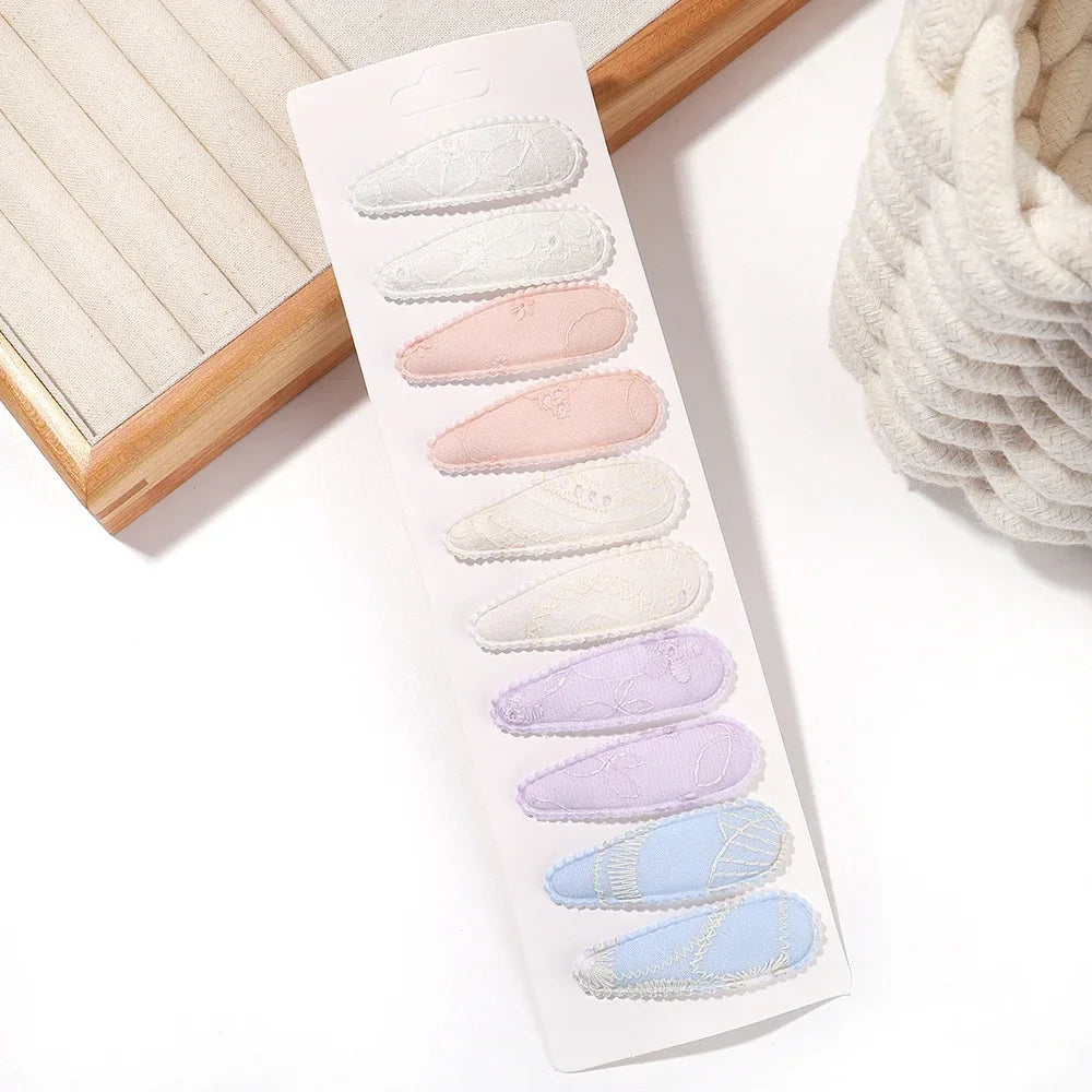 10Pcs/Lot Fresh Print Cotton Alloy Hair Clips for Kids Fabric Plaid BB Hairpins Girl Hairgripe Headwear Baby Hair Accessories