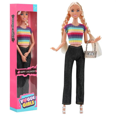 11-Inch Miniso Anime Barbie Series Doll Fashion Travel Striped Shirt Jeans Hat Toy Girls Play House Interactive Toys Kid Gift