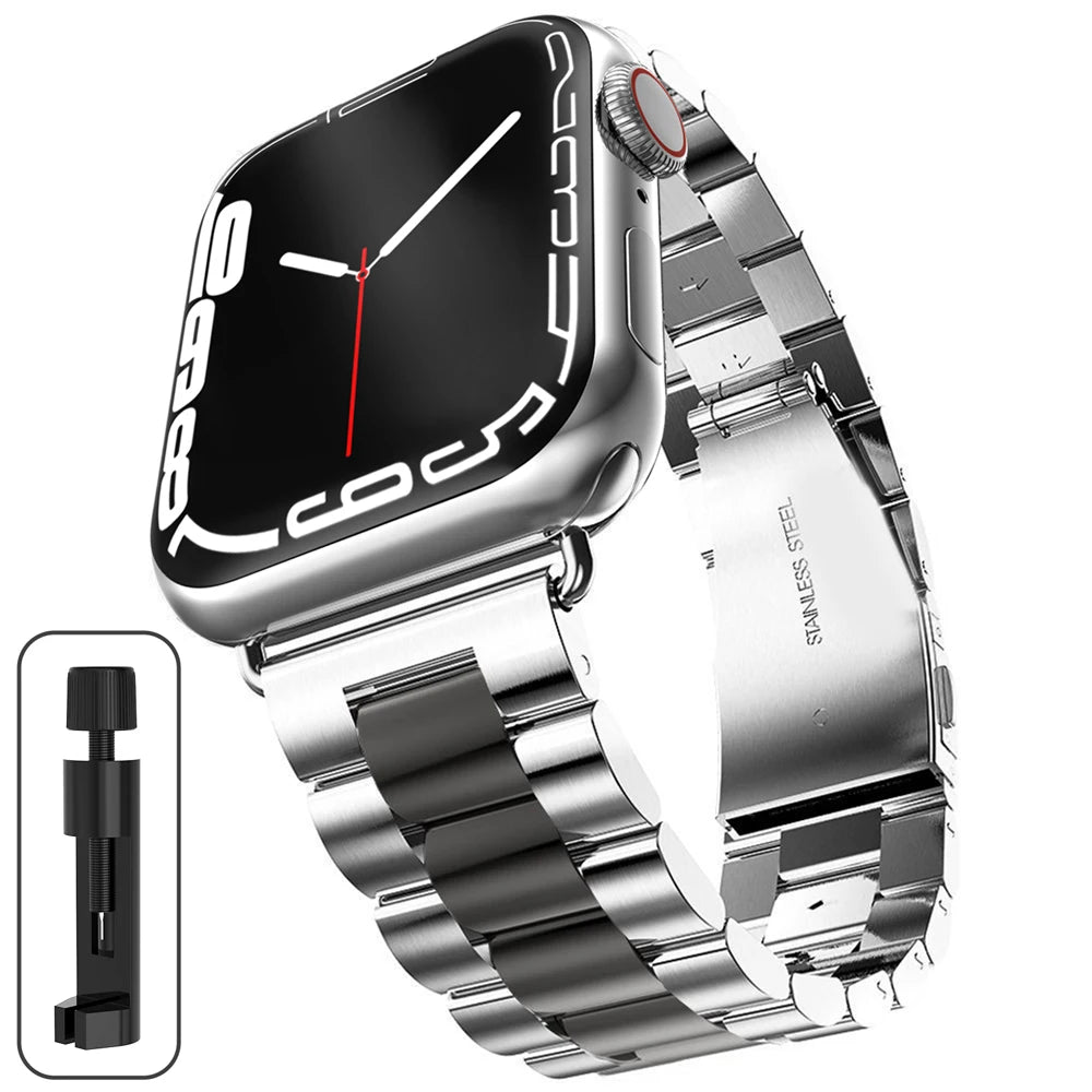 Stainless Steel Strap For Apple Watch 46mm Ultra 49mm Metal Wristband Bracelet For iWatch 10 9 8 5 4 SE 42mm Business Watchband