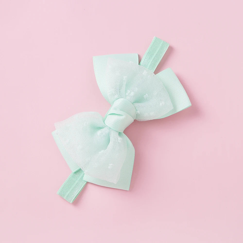 Baby Gauze Bow Headband Kawaii Princess Solid Color Bowknot Hair Band For Newborn Girls Soft Elastic Children's Hair Accessories