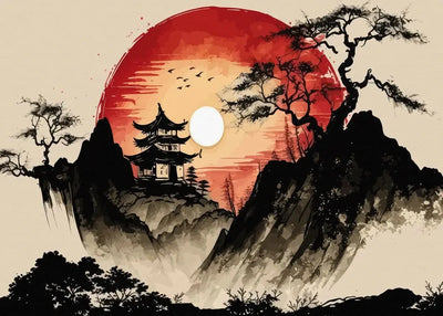 Chinese Landscape Birds Forest Mountain River Koi Carp Fish Ink Art Poster Canvas Painting Wall Art Prints Picture Home Decor