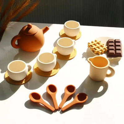 Silicone Afternoon Tea Set  and Doctor Toys Pretend Play Role Play Game Early Educational Toy for Toddlers Girls Boys Kids Gift