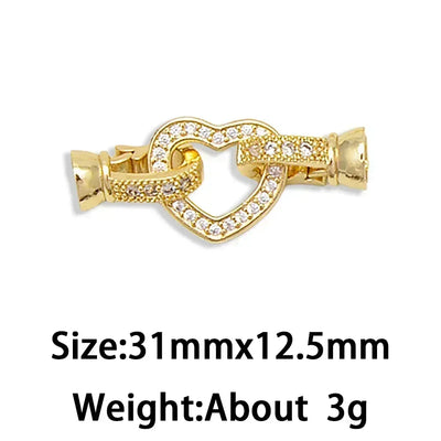 1 Pcs Paved Zircon Connector for Jewelry Making Diy Necklace Bracelet Chain Accessories Gold/Silver Color Round Heart Shape Part
