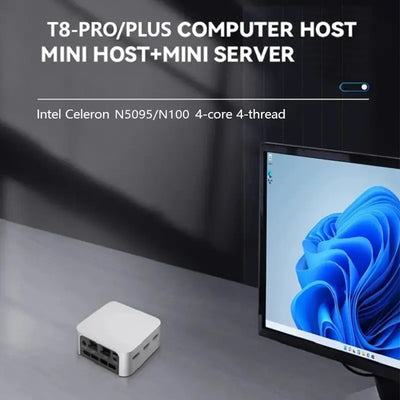 2025 T8 Pro Plus Mini PC Intel Celeron N5095 N100 Desktop Gaming Computer 8GB 16GB 256GB 512GB DDR4 DDR5 WIFI5 BT4.2