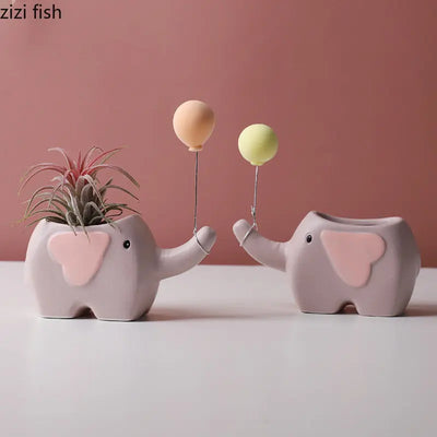 Cartoon Animal Ceramic Flower Pot Succulent Flowerpot Desktop Small Plant Pot Garden Pots Garden Supplies Potting Decoration