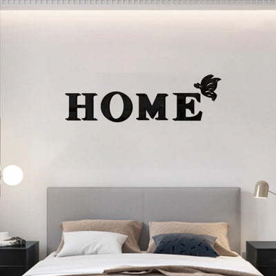 New Butterfly Home English Letter Wall Stickers  Mirrors Acrylic Self Adhesive Detachable Wall Stickers Modern Home Decoration