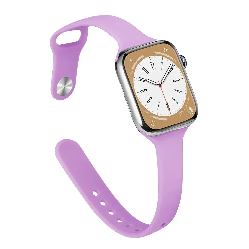 Slim Silicone Strap For Apple Watch Band 45mm 44mm 40mm 41mm 42-38mm sport bracelet iwatch series 8 7 se 3 4 5 6 9 ultra 2 49mm