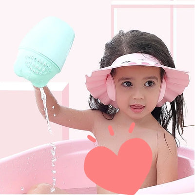 A soft PVC shower cap that makes hair washing more fun, adjustable in size, and adds ear protection function