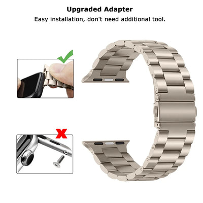 Stainless Steel Strap For Apple Watch 46mm Ultra 49mm Metal Wristband Bracelet For iWatch 10 9 8 5 4 SE 42mm Business Watchband