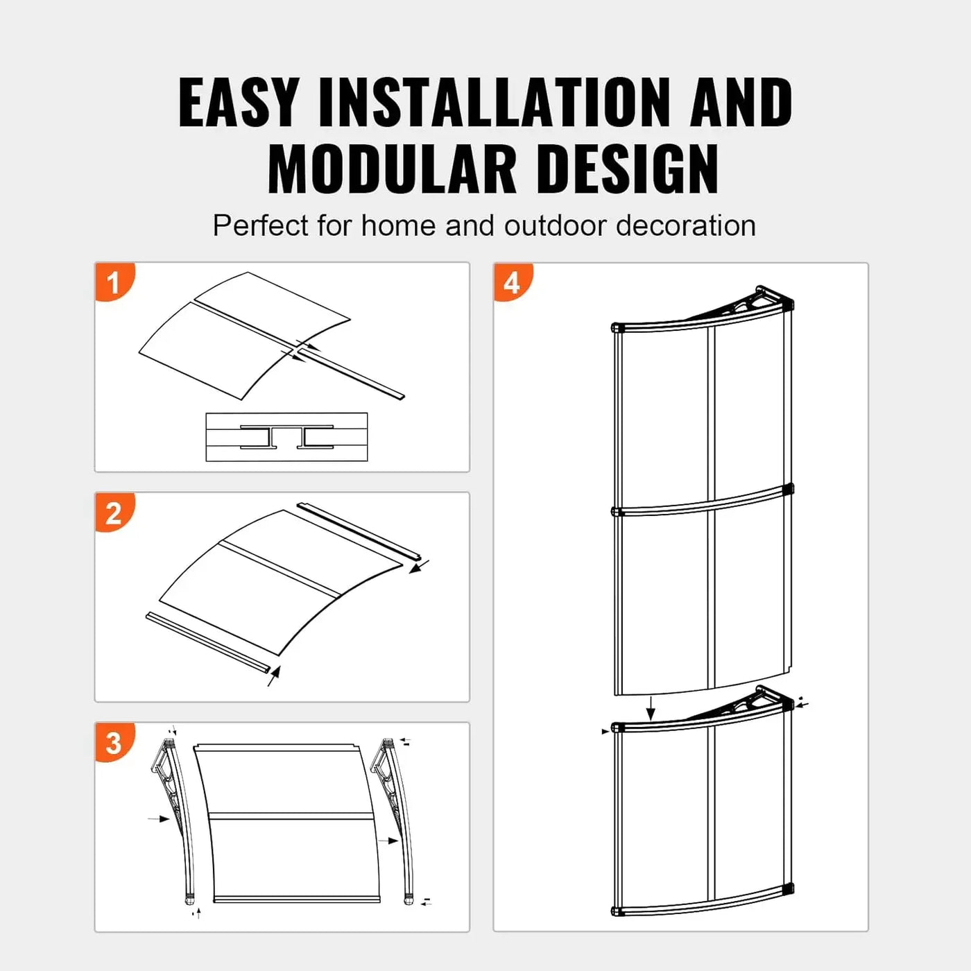 Window Door Awning Canopy 40" x 40", UPF 50+ Polycarbonate Entry Door Outdoor Window Awning Exterior, Front Door Overhang