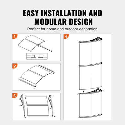 Window Door Awning Canopy 40" x 40", UPF 50+ Polycarbonate Entry Door Outdoor Window Awning Exterior, Front Door Overhang