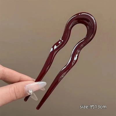 New U-Shaped Hair Fork Women Fashion Tortoiseshell Acetate Hairpin Geometric Design Headwear Hair Sticks Girl Hair Accessories