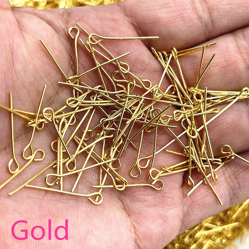 New 16 18 20 22 24 26 28 30 32mm Eye Head Pins Classic 6 Colors Plated Eye Pins for Jewelry Findings Making DIY Accessories