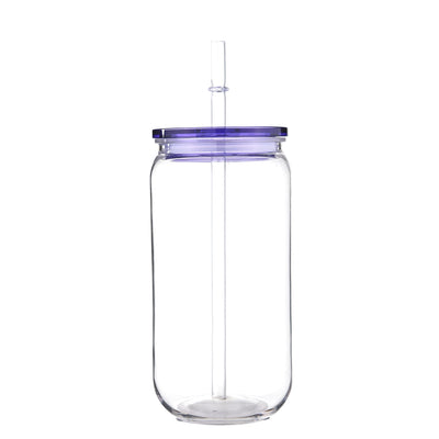 16oz Colorful Lid Transpare Plastic Cup with Lids And Straws Replacement Lids for Can Shaped  Iced Coffee Cups Cute Tumbler Cup