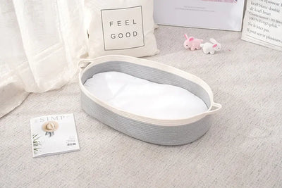 NEWBORN COTTON ROPE BABY MOSES BASKET – PORTABLE SLEEPING BASSINET & DIAPER CHANGING BASKET FOR INFANTS