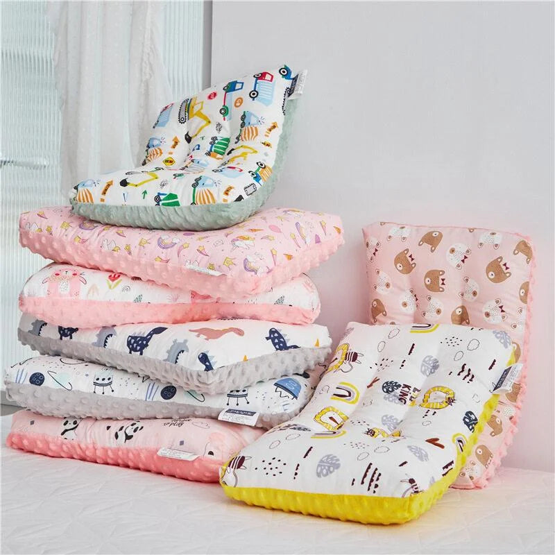 CARTOON COTTON BABY PILLOW WITH MEMORY FOAM SUPPORT – RECTANGULAR DOUDOU VELVET SLEEPING CUSHION FOR NEWBORN AND TODDLERS