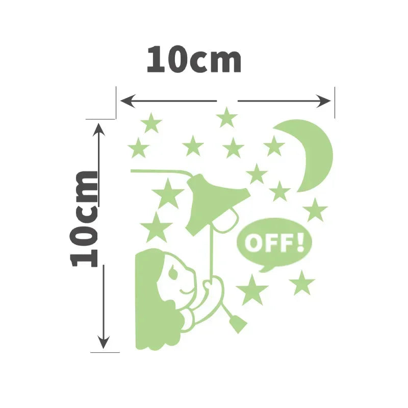 Cartoon Glow in the Dark Sticker Light Switch Sticker Luminous Wall Stickers Decal for Kids Room Decoration Home Decor Cat Fairy