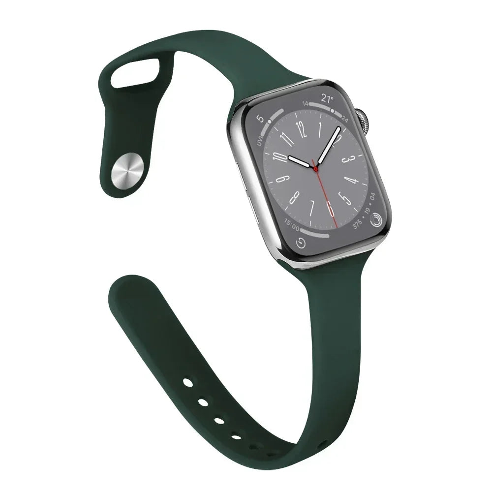 Slim Silicone Strap For Apple Watch Band 45mm 44mm 40mm 41mm 42-38mm sport bracelet iwatch series 8 7 se 3 4 5 6 9 ultra 2 49mm