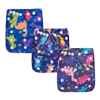 3PCS/SET NEWBORN BABY CLOTH DIAPERS REUSABLE WATERPROOF ECO-FRIENDLY ADJUSTABLE SUEDE CLOTH POCKET DIAPER