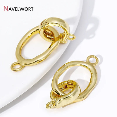 18K Gold Plated Brass Pearl Clasp Connector Fastener,Oval Closure Lock Clasps For DIY Bracelet Necklace Making Accessories